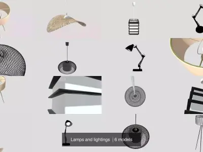 Lamps and lightings set 3D Model Pack