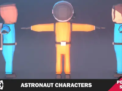 Astronaut Characters Pack Low-poly 3D model
