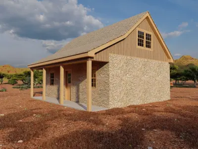 Vilage in forest-old house 3D model