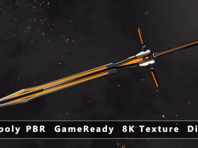 Future Sci-Fi Sword Game-Ready Low-poly 3D model