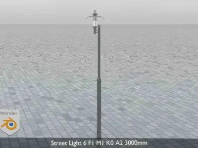 Street Light 6 F1 M1 K0 A2 3000mm Low-poly 3D model