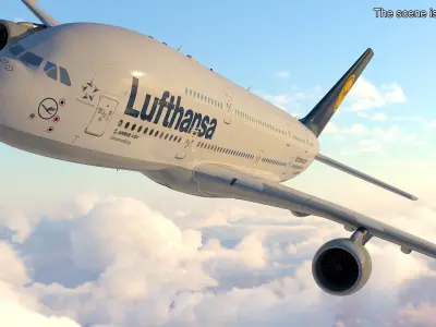  Lufthansa Airbus A380 Rigged 