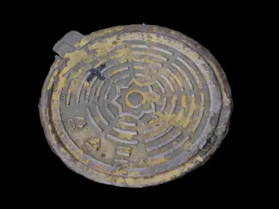 Korean style 7 manhole set 3D model