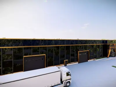 Modern Factory Exterior  Industrial Building 3D Model 3D model