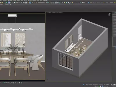 Modern Dining Room Scene 3ds Max Corona 3D model