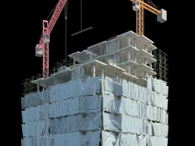 Modular Building 11 Low-poly 3D model Low-poly 3D model