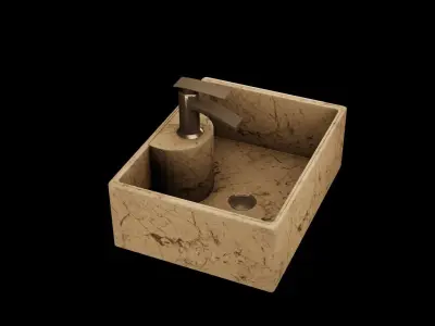 designed marble wash basin Low-poly 3D model