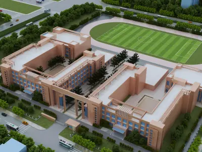 School Building012 Low-poly 3D model