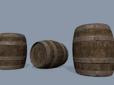 Wooden Barrel Low-poly 3D model