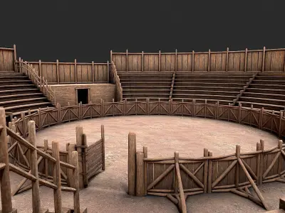 Medieval Wooden Fight Arena PBR Low-poly 3D model