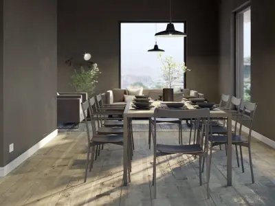 Corona - C4D Scene Files - Dining Room Interior 3D model 3D model