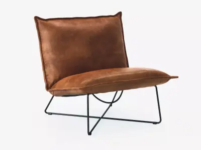 Earl leather lounge chair on metal frame 3D model