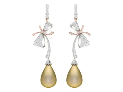 Light Weight Gold Diamond Earring  -earr27 3D print model