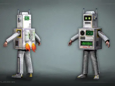 Space Cardboard Boy Low-poly 3D model