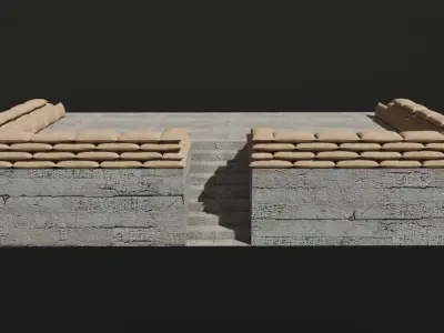 Sand Bag and Ladder - Bunker - Sacos de Areia 3D model