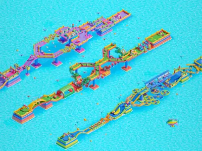 Platformer 2 Obstacles Low-poly 3D model