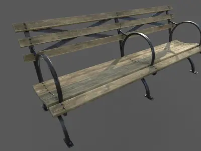 VR Park Bench Low-poly 3D model