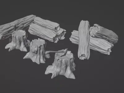 Tree trunks and logs 3D print model