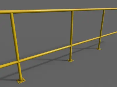 PBR Pedestrian Guard Rail Yellow V5 Low-poly 3D model