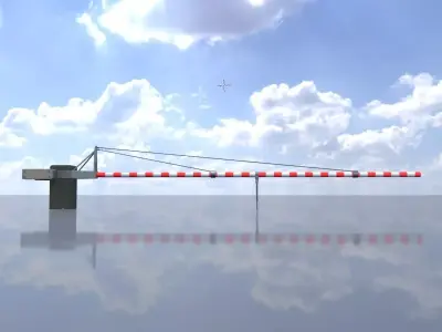 Railway Crossing Barrier 8 m closed Low-poly 3D model