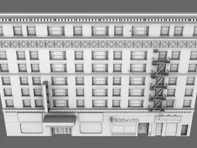 Art Deco Building Street High Polygon 3D model