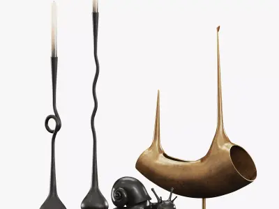 Decorative set Savage Low-poly 3D model