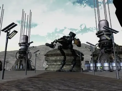 Abandoned Science Fiction Terraforming Base Low-poly 3D model