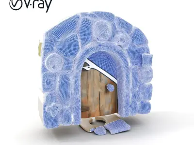 Ancient Stone Doorway Model Pack with Intricate Rune Details Low-poly 3D model