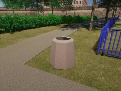 Concrete octagonal trash can  Low-poly 3D model