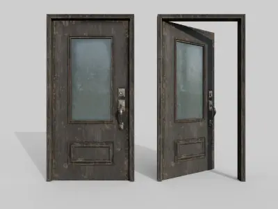 Door Low Poly Damaged  Low-poly 3D model