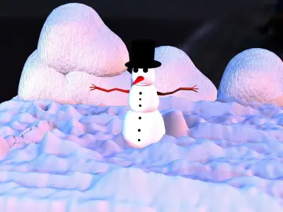 SNOWMAN in snow Low-poly 3D model