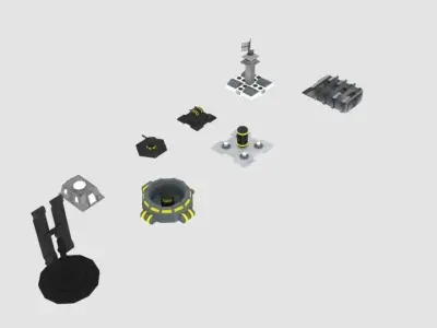 Scifi Space Building  Low-poly 3D model