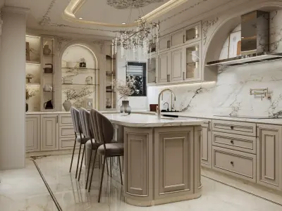 Luxury Classic Kitchen Interior 3ds Max Corona Render Ready 3D model