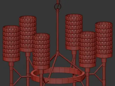 Aspiring chandelier with gold and glass shades 3D model