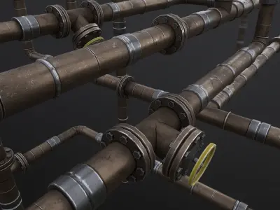 Modular lowpoly pipes pack Low-poly 3D model
