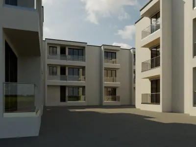 Residential Building Exterior Scene 3D model 3D model purchase