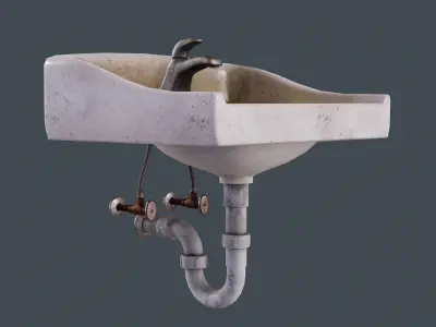 Dirty Bathroom Sink - PBR Game Ready Low-poly 3D model