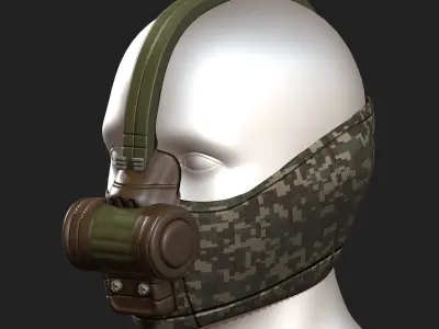 Gas mask respirator scifi military  Low-poly 3D model