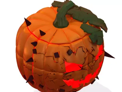 Spiked Evil Pumpkin Stylized Halloween 3D Model 3D model