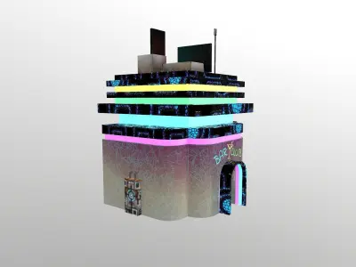 Cyberpunk City - Building 22 - Bar Club Low-poly 3D model
