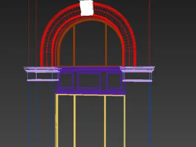 Classic windows arc facad Low-poly 3D model