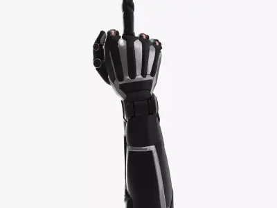 Cyborg arm shows middle finger  3D model