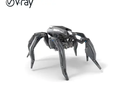 Arachnid Security Bot with Eight Limbs Model Pack Low-poly 3D model