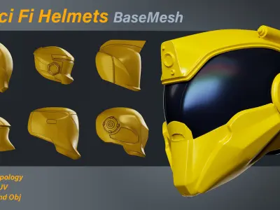 20 Sci-Fi Helmets Base Mesh 3D model