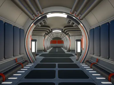 Modular SciFi Level Low-poly 3D model