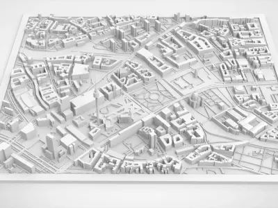 Cityscape Berlin Germany fragment city Berliner Fernsehturm 3D print model