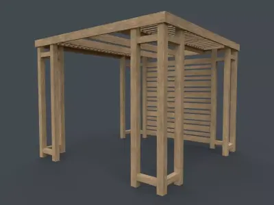 PBR Wooden Pergola Gazebo B1 Low-poly 3D model
