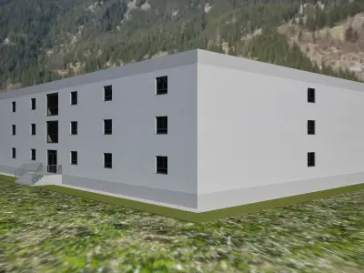 Military Base  Barracks Building et Interior Dormitory  FBX  Low-poly 3D model