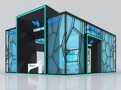Exhibition Booth Stand Stall 10x8m Height 500 cm 4 Side Open 3D model