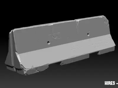Concrete Barrier - Game Asset Ready for UE5 Free low-poly 3D model